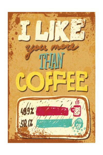 Hayat Poster Ρετρό Vintage Ξύλινη Αφίσα - Μου αρέσει περισσότερο από τον καφέ