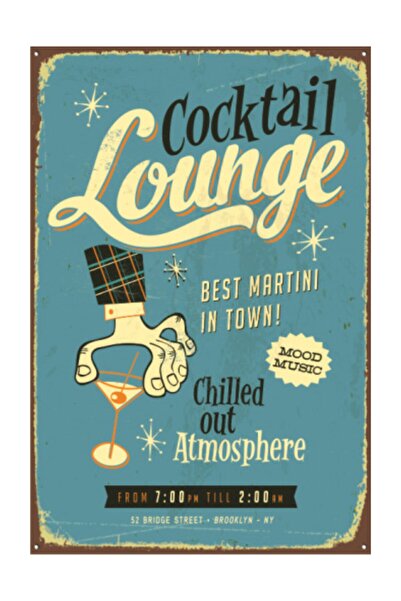 Hayat Poster Ρετρό Ξύλινη Αφίσα Κοκτέιλ - Vintage Σχέδιο