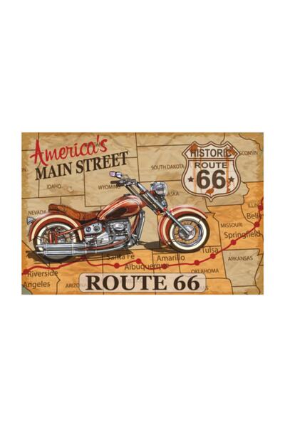 Hayat Poster Route 66 Αμερικάνικη Κλασική Vintage Ξύλινη Αφίσα