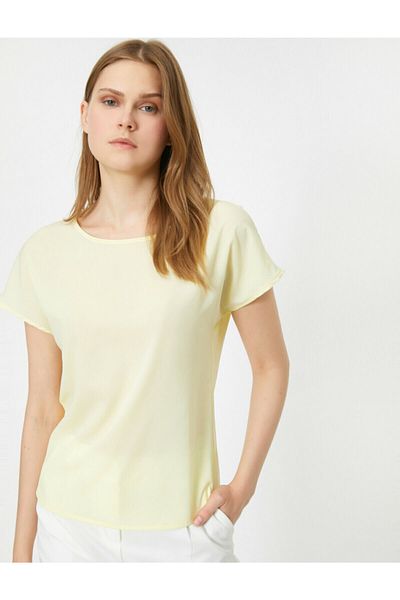 Koton Women's Light Yellow Crew Neck Blouse