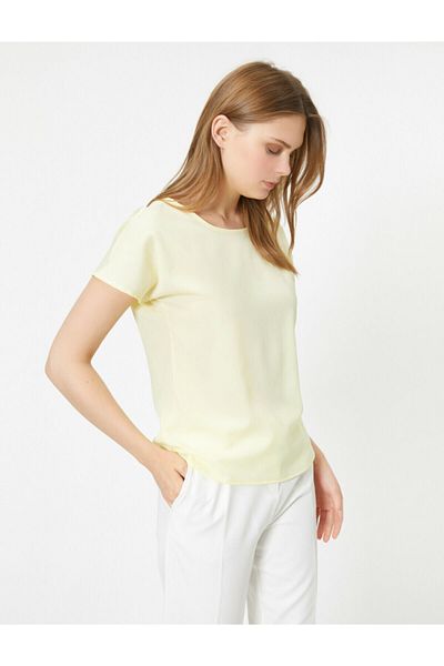 Koton Women's Light Yellow Crew Neck Blouse