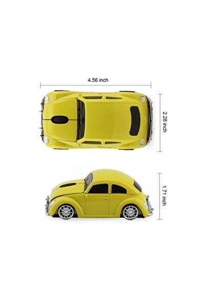 Genel Markalar Optik Mouse 2.4ghz Ergonomik Kablosuz Vosvos Araba Şeklinde Sarı
