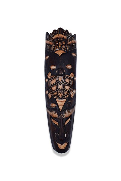 Hedicaret Ahşap Surat Mask 50 Cm Kaplumbağa Duvar Objesi Yüz Maske Dekoratif