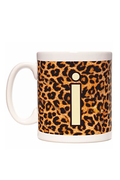 Rock'n Fox I Letter Leopard Pattern Initial Design Coffee Mug Cup
