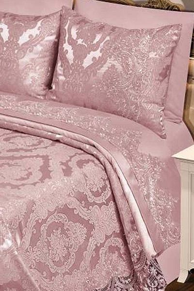Bonny Home 6 Piece Laced French Pique Set - Gozde Powder Chenille Bedspread Set