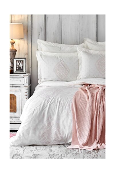 Karaca Home Desire Pudra Örgü Battaniyeli Nevresim Takımı Seti