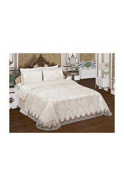 Bonny Home 6 Piece Hürrem French Lace Chenille Pique Set - Cream