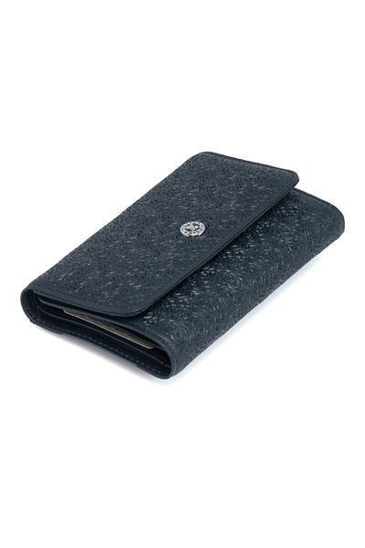 Tergan Navy Blue Leather Women's Wallet 05788m80