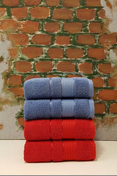 Özdilek Trendy Towel Set of 4 - Red, Blue
