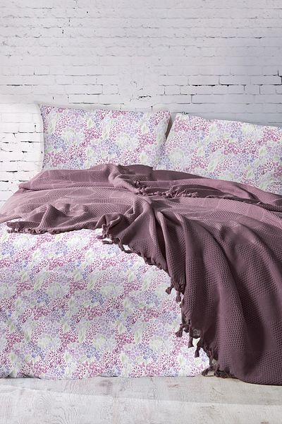 Şaheser Mona Fringed 100% Cotton Pique Set Plum