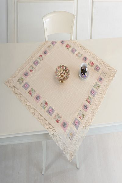 ÖDEL HOME Lady Patched End Lace Thread Embroidered Table Cloth