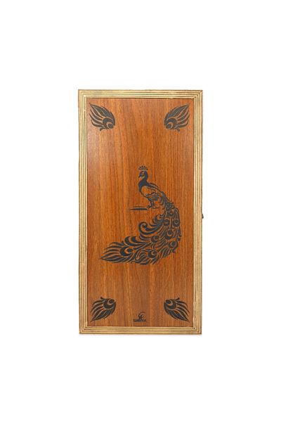 Simya Oyun Aletleri Alchemy Figure Peacock Walnut Veneer Backgammon