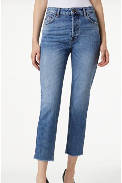 Hepsibitarz Kadın Mavi Mom Jeans Denim Kot Pantolon Italyan Boy Friend