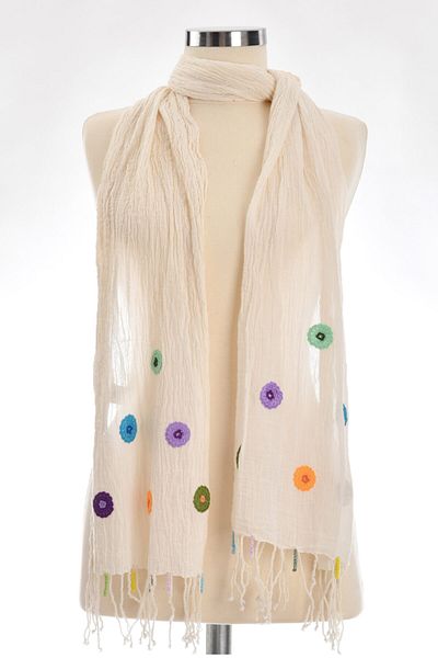 Dosimira Handmade Cotton Shawl with Natural Motif
