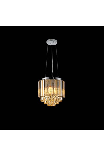 Dnz Light Modern Tasarım Kristal Camlı 3 Katlı Dama Desenli Avize, 30cm