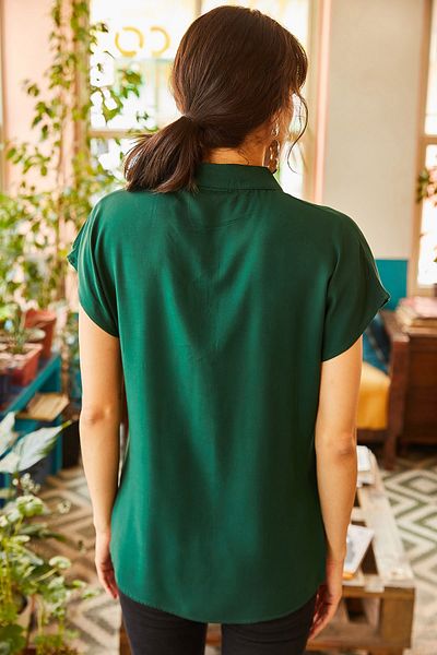 Olalook Dámská viskózová košile Emerald Green Bat GML-19000617