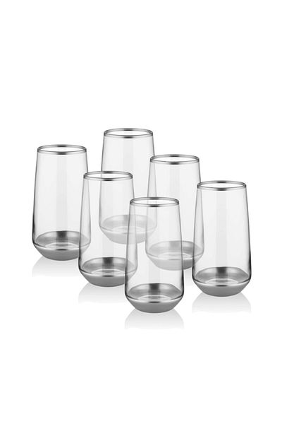 The Mia Glm0010 Glam 6 Pieces Long Water Glass - Silver