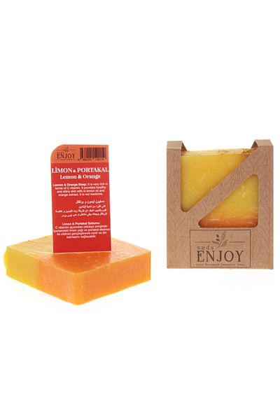 Enjoy Suds Natural Lemon & Orange Handmade Herbal Vegan Moisturizing Face, Hair and Body Soap 100 gr