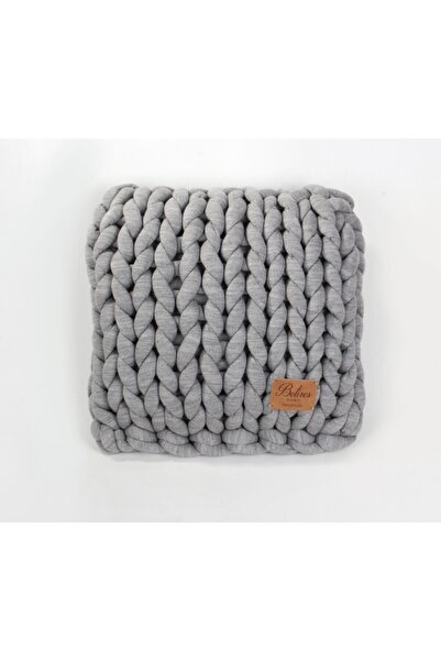 Betires Home Chunky Hand Knitted Pillow Light Gray