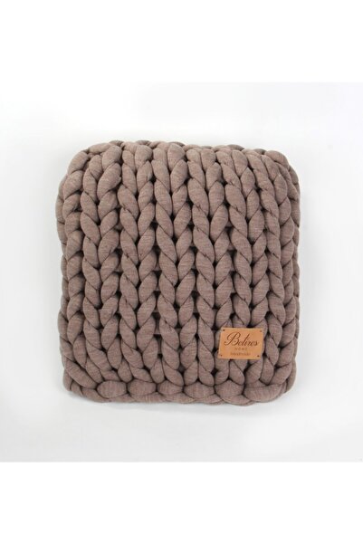 Betires Home Chunky Hand Knitted Pillow Mink