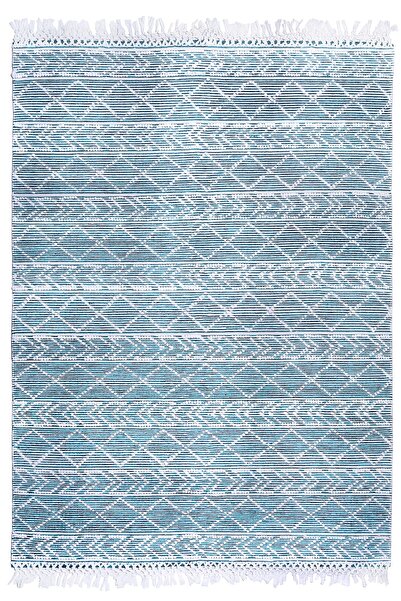 MYHOME HALI Oslo Iskandinav Şahane El Dokuma %100 Doğal Pamuk Yumuşak Mavi Yı...