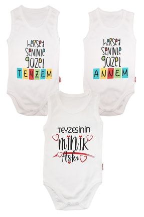 lullaby teyzem annem yazili 3 lu bebek body zibin 100 pamuklu fiyati yorumlari trendyol