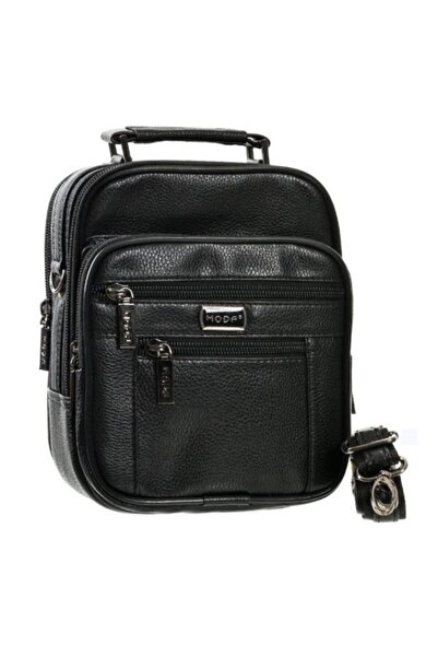 MODA حقيبة يد وكتف جلدية للرجال مع حافظة مقاس 21x17x10 سم باللون الأسود