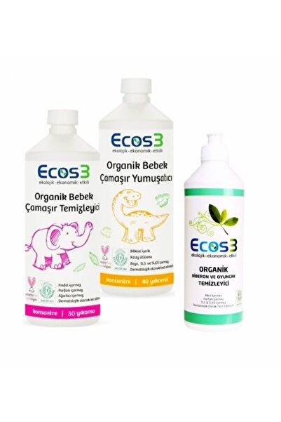Ecos3 Organik Bebek Temizlik Deterjan Seti 3'lü