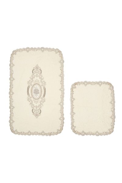 Alanur Home Selonya Welsoft Oval 2-Piece Bath Set Cream