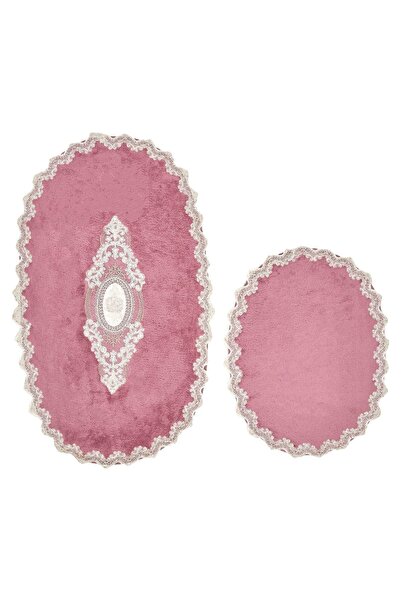 Alanur Home Selonya Welsoft Oval 2-Piece Bath Mat Fuchsia
