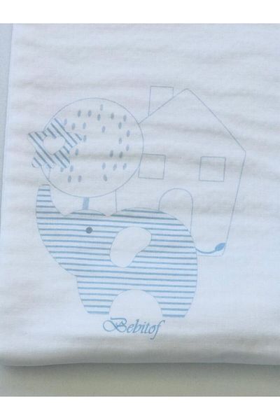 Bebitof Baby بطانية موسلين الفيل الأزرق