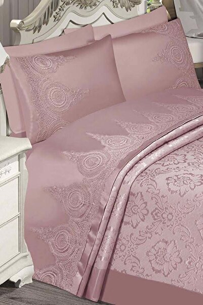 Bonny Home طقم مفرش سرير مزدوج من نيسا باودر فرنسي من الشنيل - طقم مكون من 6 قطع