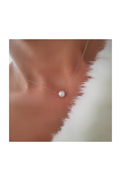 MySilvers İnci Serisi Gümüş Kolye Kadın Rodyum İnci
