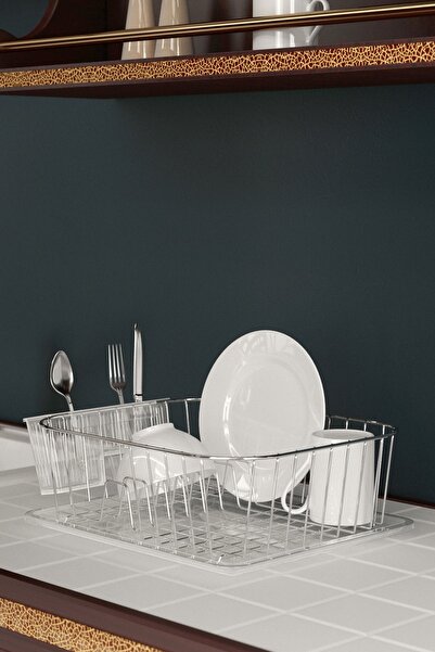 Teknotel Tek Katlı Bulaşıklık Tabaklık Krom + Şeffaf Kb084