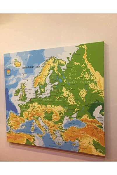 MapofX Kanvas Avrupa Haritası - Ev Ve Ofis Dekorasyonu Hediye Fikirleri 70x70cm