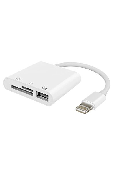 Microcase Lightning Iphone Ipad To Sd-microsd Kart Okuyuculu Usb Kamera Adaptörü - Beyaz - Model : Al2473