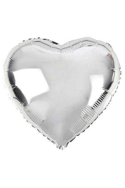 Deniz Party Store Heart Foil Balloon 5 Pieces 40 cm 16" Inch Silver Color