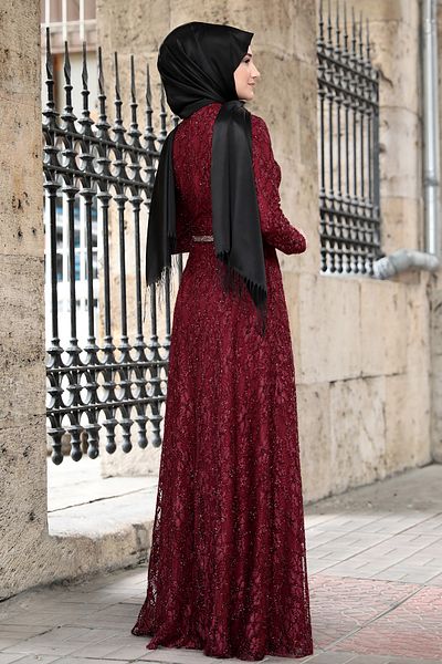 FUVAL MODA Silk Hijab Evening Dress