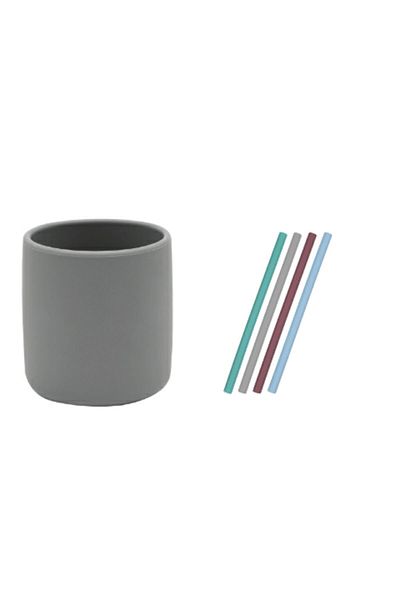 OiOi Set of 3 Gray (Silicone Cup + 4 Silicone Straws)