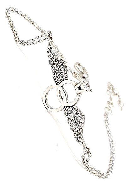 OSESHOP Melek Kanadı Figürlü Gümüş Rose Halhal