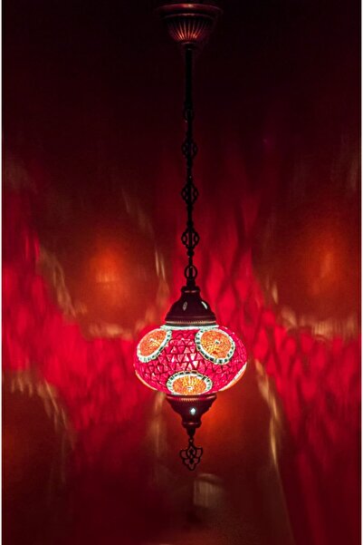 GiftlandCollection Vitray Tek Zincir Avize Mozaik Lamba
