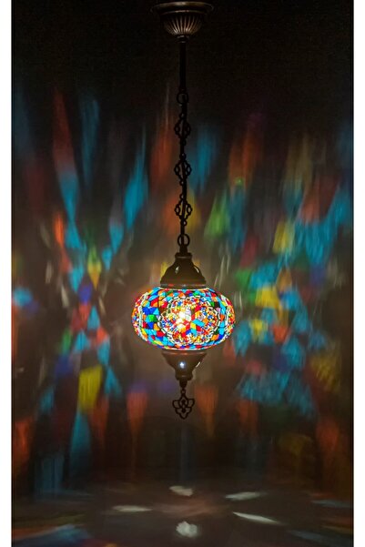 GiftlandCollection Tavan Tek Zincir Avize Mozaik Lamba