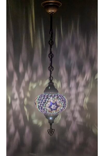 GiftlandCollection Vitray Tek Zincir Avize Mozaik Lamba