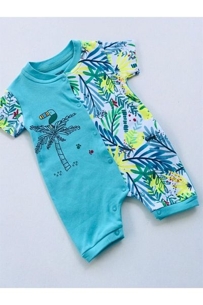 Carmin Baby Unisex Green Blue Palm Tree Bodysuit