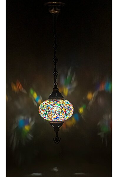 GiftlandCollection Vitray Tek Zincir Avize Mozaik Lamba