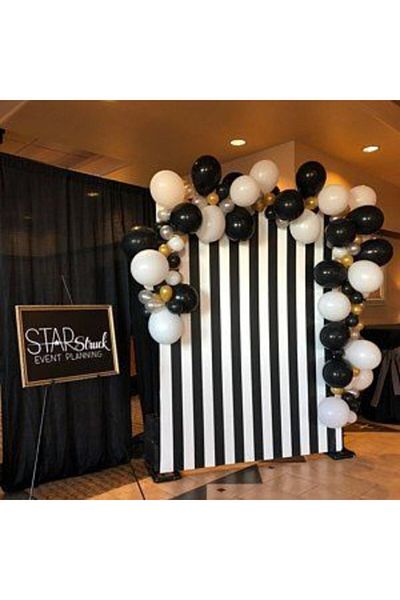 MERİ PARTİ Black White Gold Gray Concept Balloon And Balloon Chain Birthday