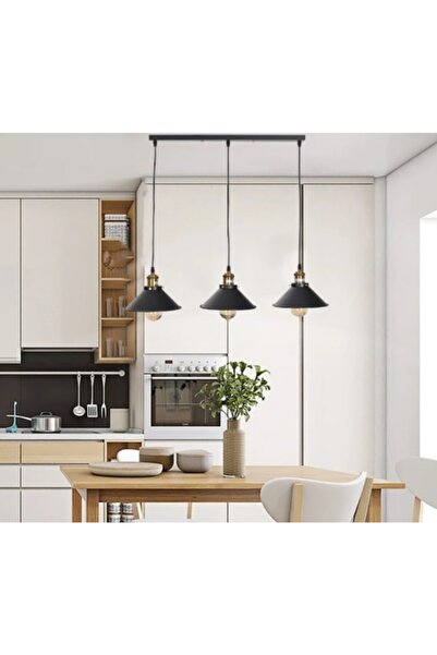 Rsylight Retro Metal Masa Üstü Sıralı 3'lü Rustik Sarkıt Avize