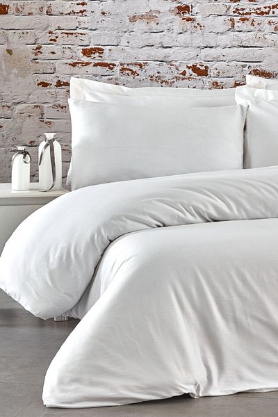 MAJESTE Fabricator Delux Double Cotton Satin Duvet Cover Set 6 Pieces Platinum Solid Color-white