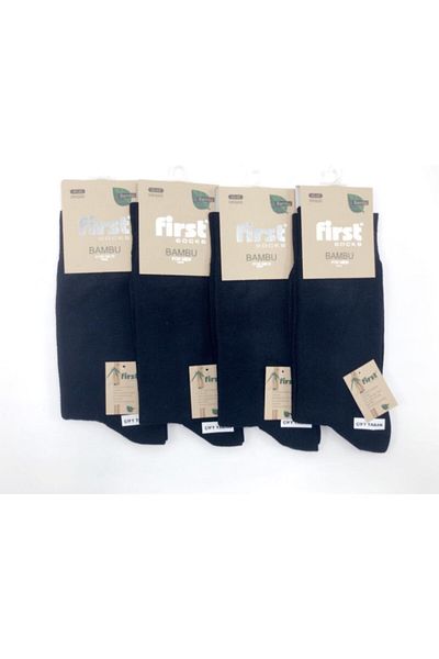 First Men's Black 6-Piece Bamboo Seamless Socks