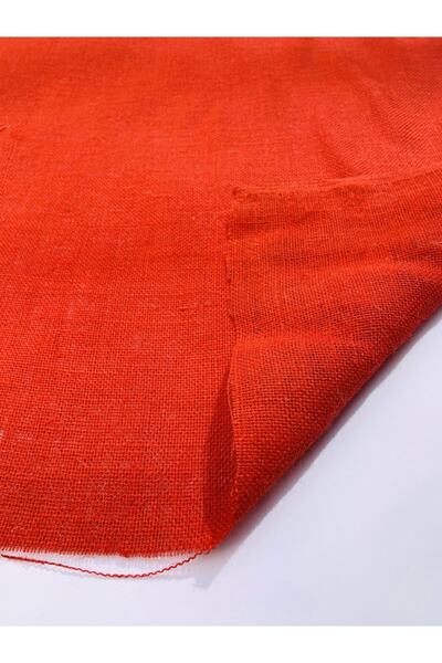 Doğal Atölye Kırmızı Jüt Dekoratif Kumaş Knaviçe Çuval Kumaşı En 100 Cm- 1 Mt